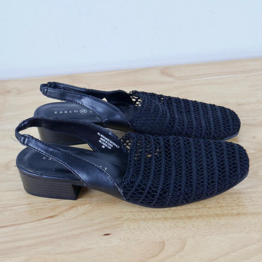 Vintage Size 8 Heels Slingback Woven‎ Mesh Shoes Y2K Day Heel Fisherman Minimal